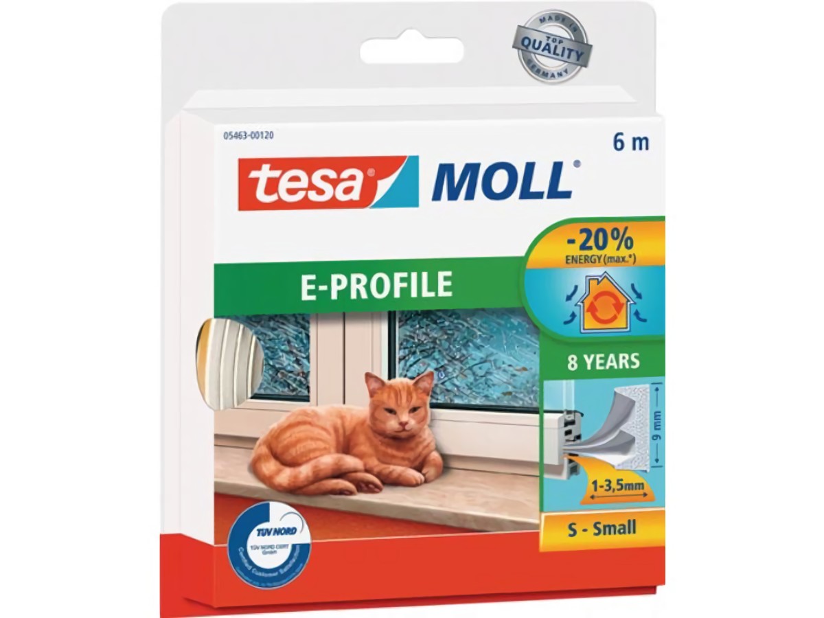 TESA 05463-00120-00 Fenster-/Türmoll tesamoll® 5463 B9mmxH4mmxL6m weiß