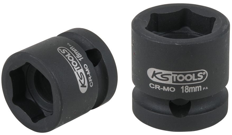 KS Tools 515.0066 1/2 Sechskant-Kraft-Stecknuss, extra kurz, 18,0 mm