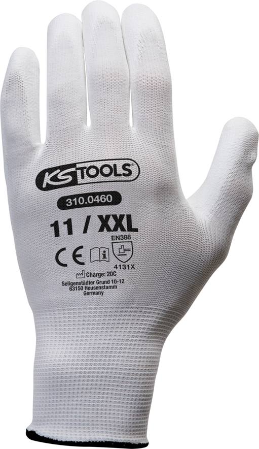 KS Tools 310.0460 Mikro-Feinstrickhandschuhe-weiß, 11, 12 Paar