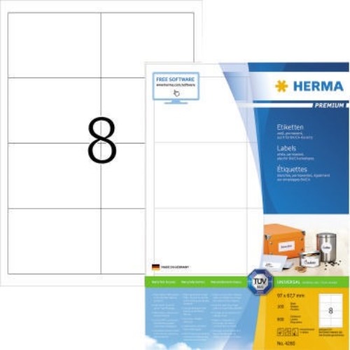 HERMA Etikett PREMIUM 4280 97x67,7mm weiß 800 St./Pack.