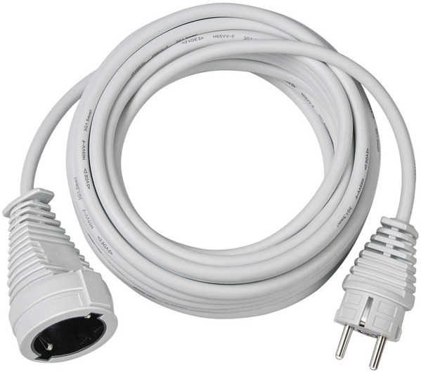 BRENNENSTUHL 1168460 Verlängerungs-Kabel10m H05VV-F3G1,5 weiss mit KiSchu