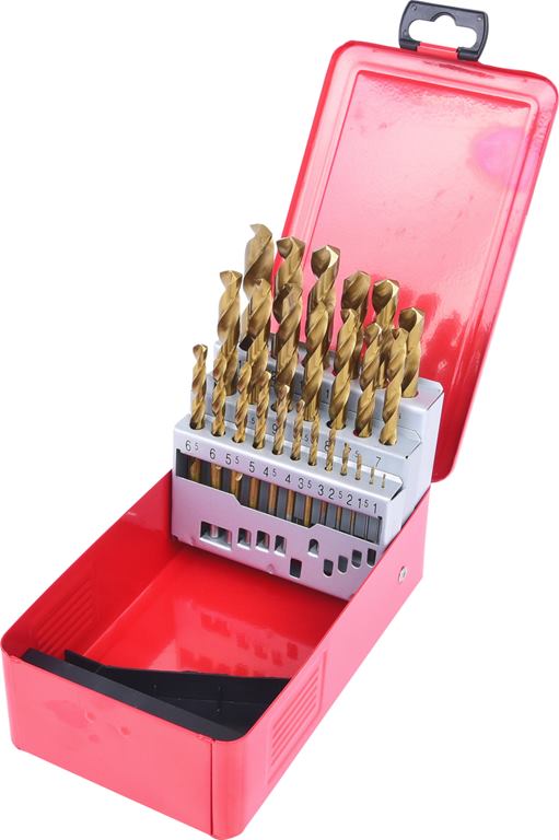 KS Tools 330.4613 HSS TiN Spiralbohrer-Satz, Stahlblechkassette 25-tlg. 1-13mm