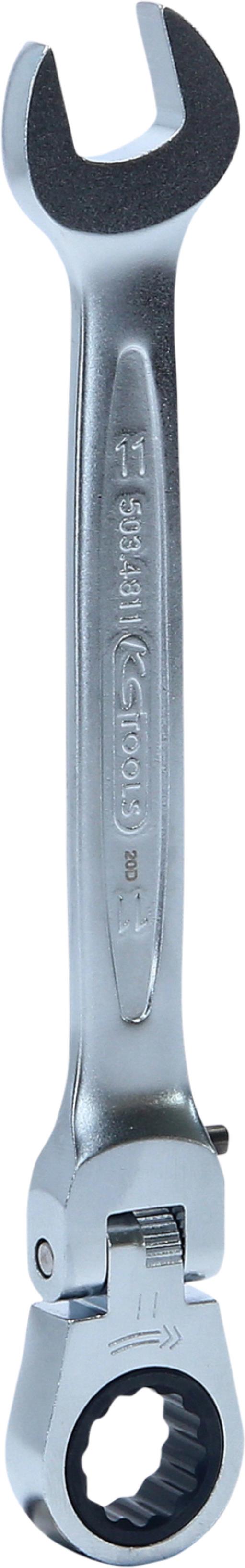 KS Tools 503.4811 GEARplus Gelenk-Ratschenringmaulschlüssel feststellbar, 11mm