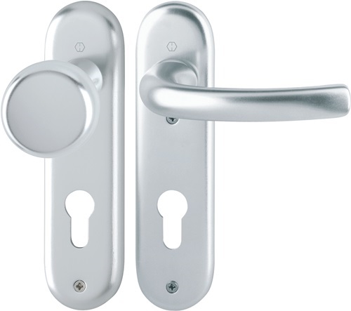 HOPPE 2805515 Kurzschildgarnitur Tôkyô 53/273KP/1710 Aluminium F1 PZ abgerundet