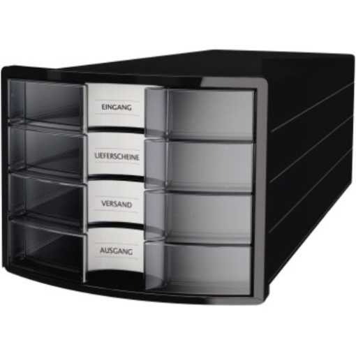 HAN Schubladenbox IMPULS 1012-363 DIN A4/C4 4Fächer geschl. sw/tr