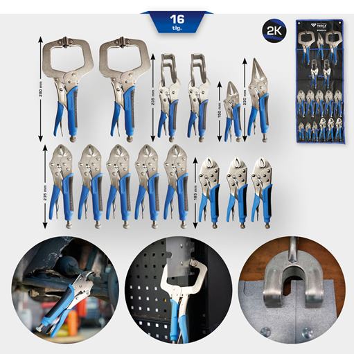 Brilliant Tools  BT065016 Feststellzangen / Gripzangen-Satz, 16-tlg