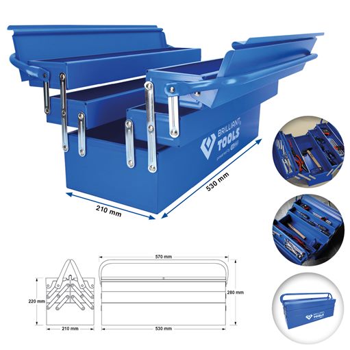 Brilliant Tools  BT150800 Metall-Werkzeugkasten, klappbar