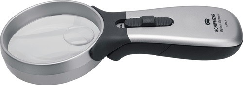 SCHWEIZER 90242 Handleuchtlupe Tech-Line CLASSIC Vergrößerung 2x/4x LED Linsen-Ø