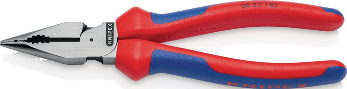 KNIPEX 08 22 185 Spitzkombizange  Länge 185 mm poliert Mehrkomponentenhüllen schwarz atramentiert