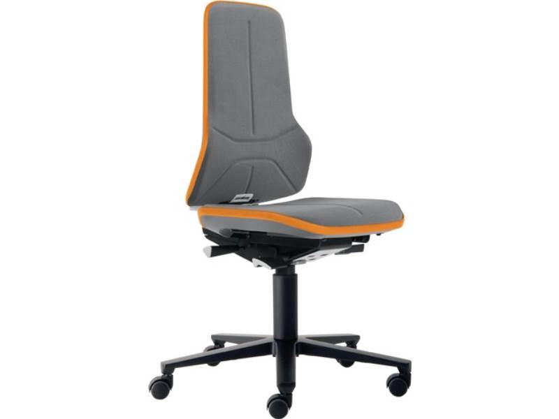 BIMOS 9000454260 Arbeitsdrehstuhl Neon Rollen Supertec-Gewebe grau orange 450-62
