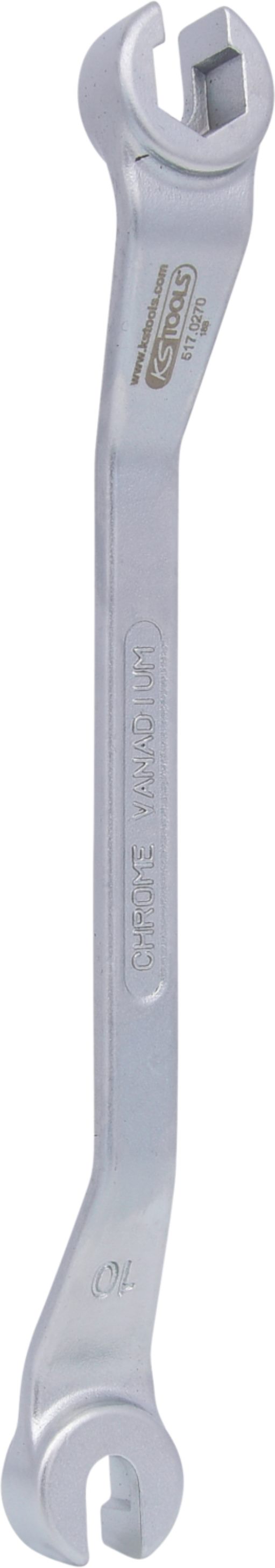 KS Tools 517.0270 CHROMEplus Offener Doppel-Ringschlüssel, gekröpft, 10x11mm