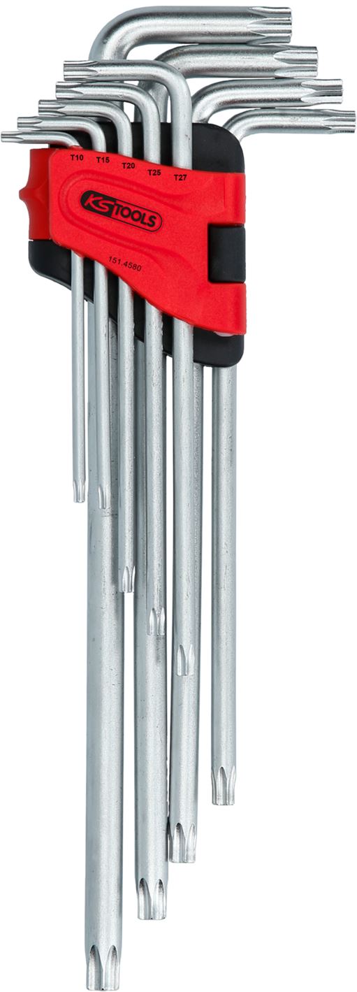 KS Tools 151.4580 Torx-Winkelstiftschlüssel-Satz mit Bohrung, XL, 9-tlg.TB10-TB5