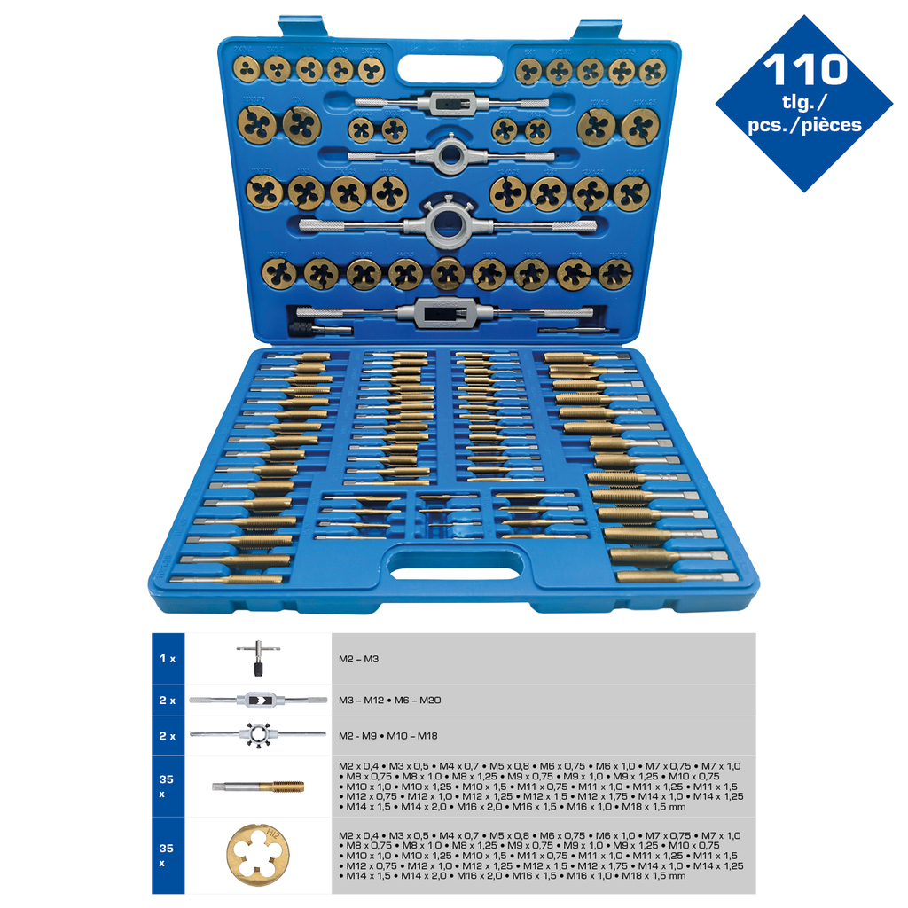 Brilliant Tools  BT101985 TiN Gewindeschneidwerkzeug-Satz, 110-tlg