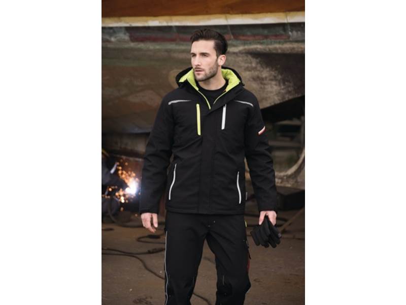 TERRAX 61534-1048-M Softshell-Berufsparka Terrax Workwear Größe M schwarz/limett