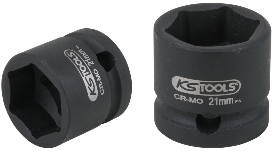KS Tools 515.0069 1/2 Sechskant-Kraft-Stecknuss, extra kurz, 21,0 mm