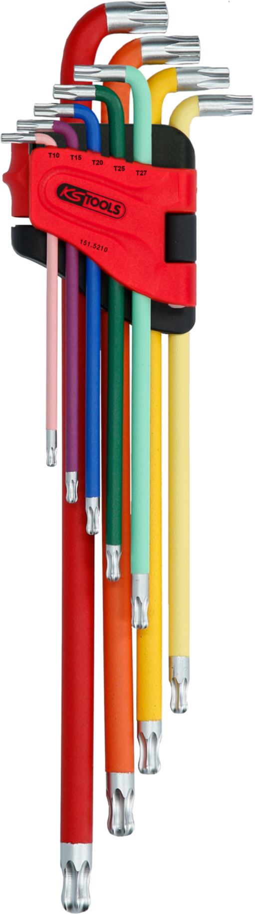 KS Tools 151.5210 Torx-Kugelkopf-Winkelstiftschlüssel-Satz, extra lang, 9-tlg.