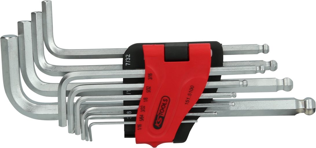KS Tools 151.5100 Kugelkopf-Innensechskant-Winkelstiftschlüssel-Satz, lang, 10-t