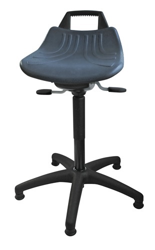 LOTZ 366201 Drehhocker  mit Bodengleitern PU-Schaum blau Sitzhöhenverstellung 49