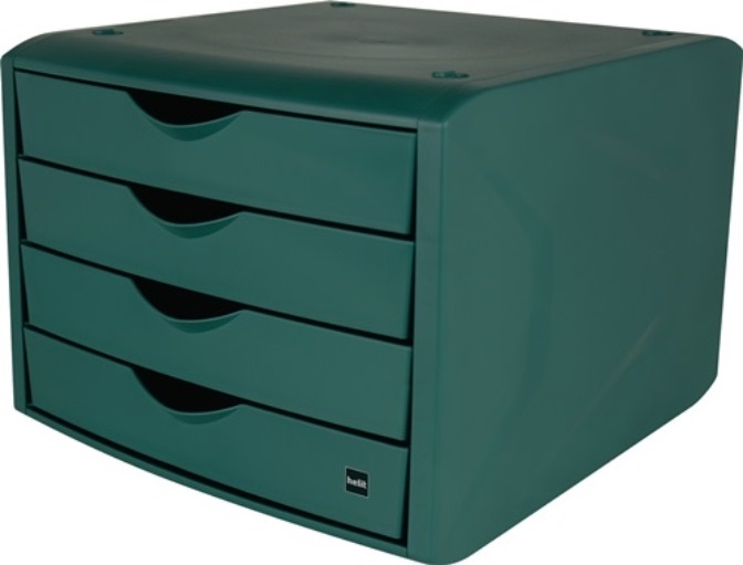 HELIT H6429552 Schubladenbox  mit Auszugssperre 4 Schubladen grün H215xB265xT332