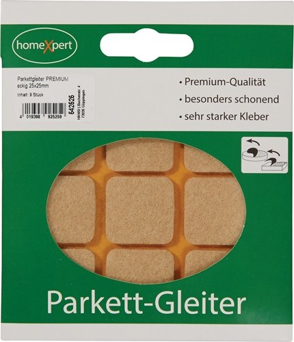Parkettgleiter 25 x 25 mm Filz natur eckig selbstklebend