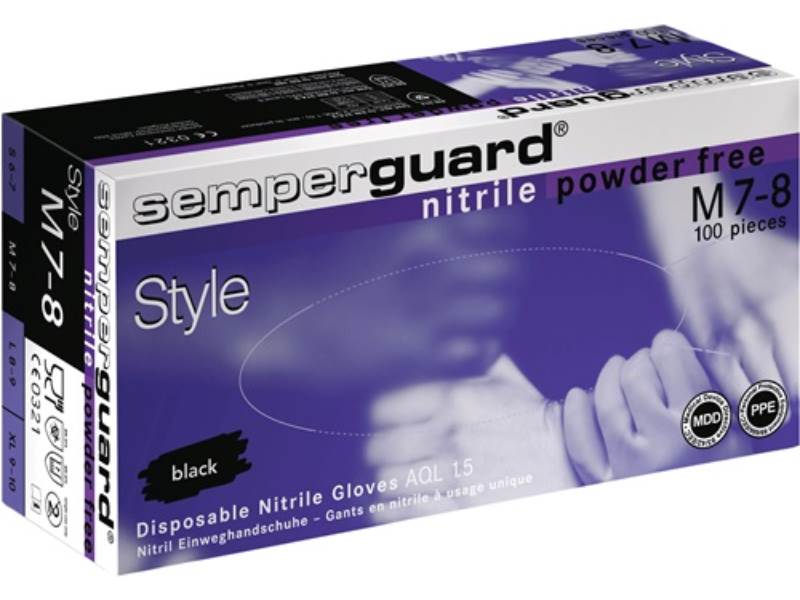 SEMPERMED 0448-9-10 Einweghandschuhe Semperguard® Sapphire XP black Größe XL sch