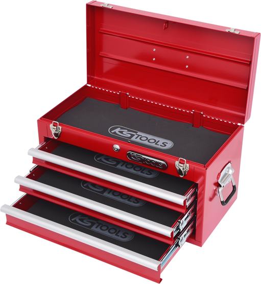 KS Tools 891.0003 Werkzeugtruhe mit 3 Schubladen-rot, L508xH255xB303mm