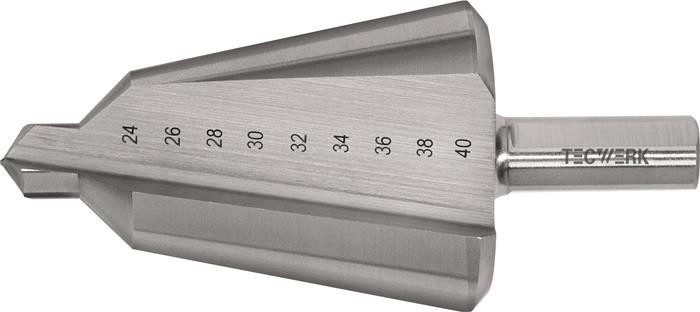 TECWERK 2000862034 Blechschälbohrer Bohrber.24-40mm HSS Gesamt-L.89mm Z.2 TECWER