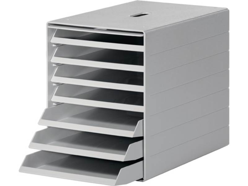 DURABLE 1712001050 Schubladenbox  7 Schubladen m. versenkbarer Frontklappe grau