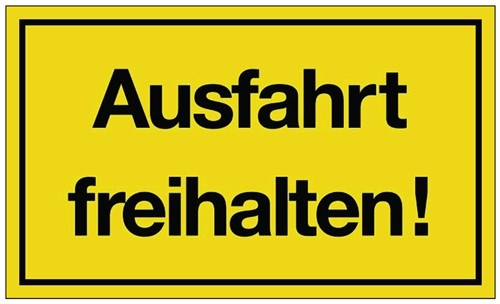 Hinweiszeichen Ausfahrt freihalten! L250xB150 mm gelb schwarz Kunststoff