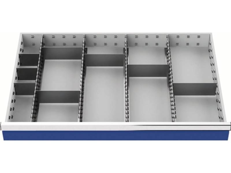 Schubladenunterteilungsmaterial  Fronthöhe 200 mm 4 Längs-/8 Querteiler