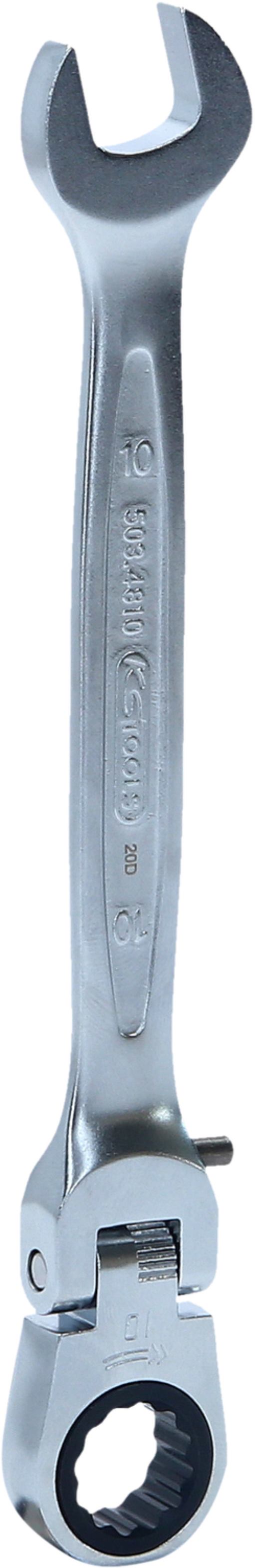 KS Tools 503.4810 GEARplus Gelenk-Ratschenringmaulschlüssel feststellbar, 10mm