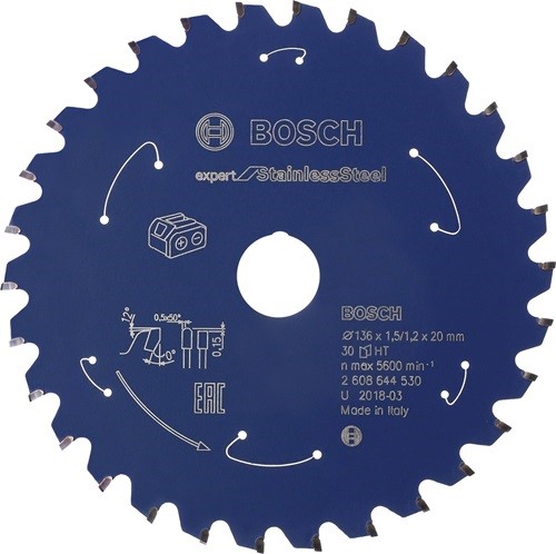 BOSCH 2608644530 Kreissägeblatt  Außen-Ø 136 mm Zähnezahl 30 HLTCG Bohrung 20 mm
