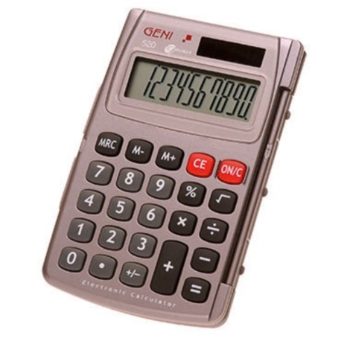 GENIE® Taschenrechner 520 10-stellig mit Klappdeckel grau