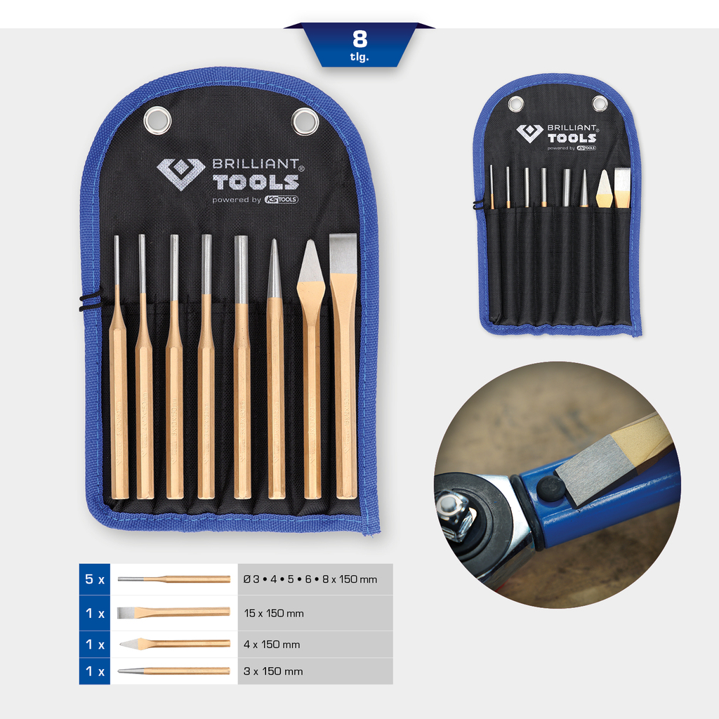 Brilliant Tools  BT085060 Meißel und Splintentreiber / Durchtreiber-Satz, 8-tlg