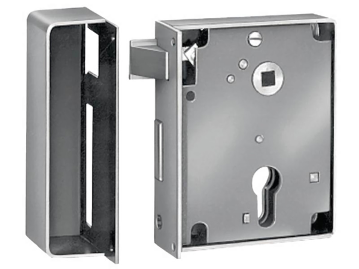 AMF 10140 Schließkappenschloss 2 DIN links PZW schwere Ausführung einwärts Dornm