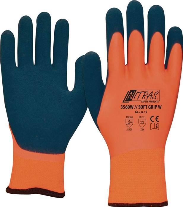 NITRAS 3560W-10 Kälteschutzhandschuhe SOFT GRIP W Größe 10 orange/dunkelblau EN