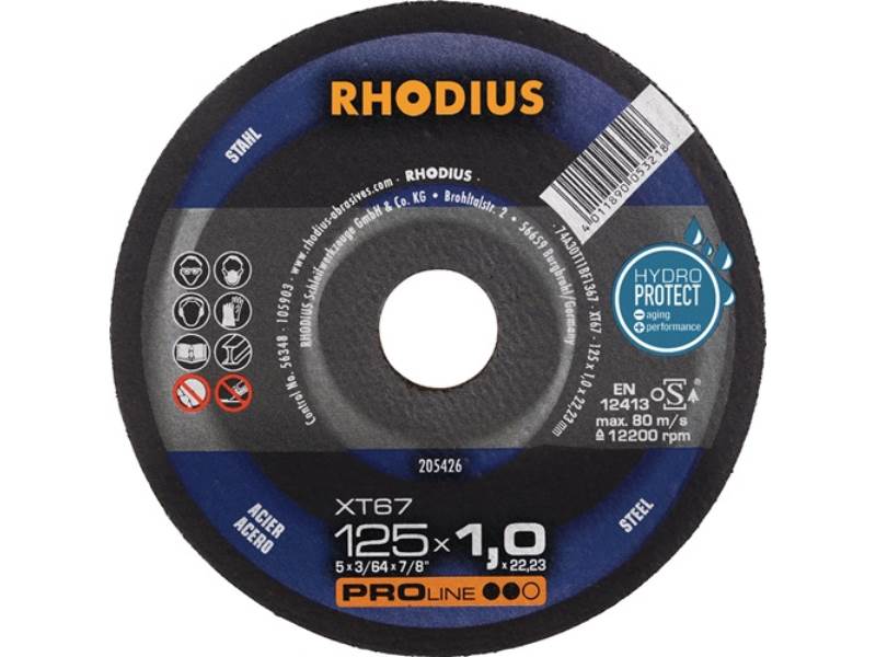 RHODIUS 205426 Trennscheibe XT67 D125x1mm gerade Stahl Bohrung 22,23 mm