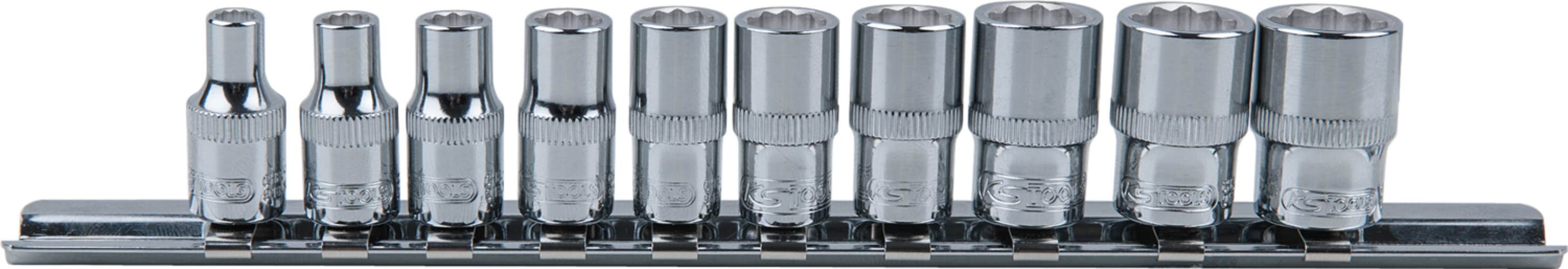 KS Tools 918.0615 1/4'' CHROMEplus 12-kant-Stecknuss-Satz, 10-tlg. 4-13mm
