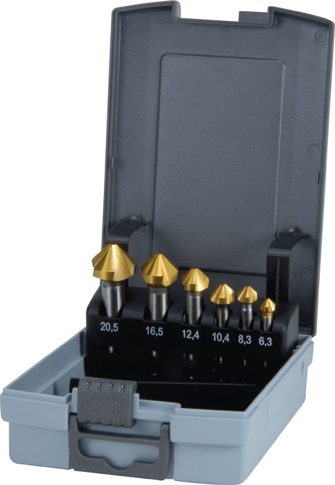RUKO 102152TRO/RUKO Kegelsenker-Satz DIN 335 C 90 ° 6,3-20,5 mm HSS TiN 6-teilig