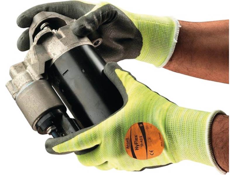 ANSELL 11-423-10 Handschuhe HyFlex® 11-423 Gr.10 grau/hellgelb Strick mit Pol