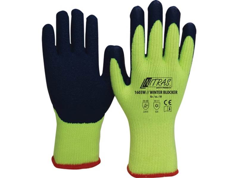 NITRAS 1603W-10 Kälteschutzhandschuhe WINTER BLOCKER Größe 10 neongelb/blau EN 3