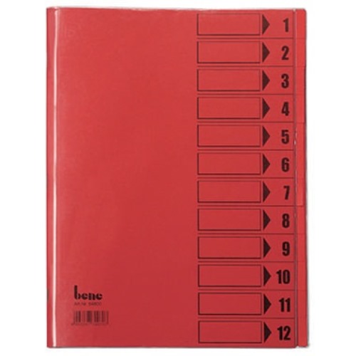 Bene Ordnungsmappe 084800RT DIN A4 12Fächer PVC rot