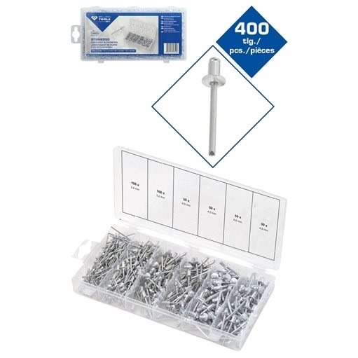 Brilliant Tools  BT066950 Sortiment Blindnieten, 400-tlg, 2, 4 - 3, 2 - 4 - 4, 8