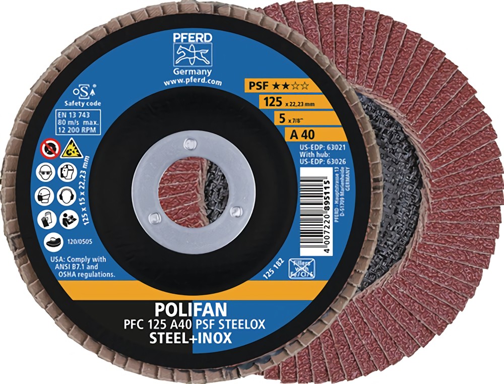 PFERD 67746115 Fächerscheibe POLIFAN A PSF STEELOX D. 115 mm Körnung A-60 konisc