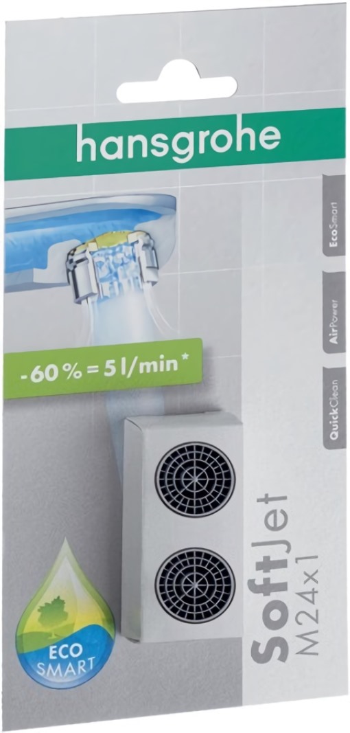 HANSGROHE 13182000 Luftsprudler SoftJet chrom M 24x1 mit Durchflussbegrenzer 5 l