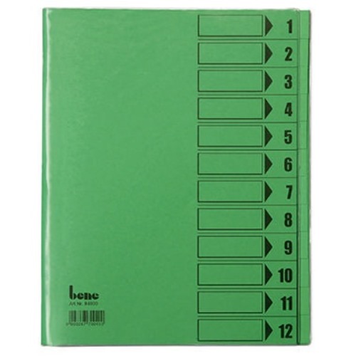 Bene Ordnungsmappe 084800GN DIN A4 12Fächer PVC grün