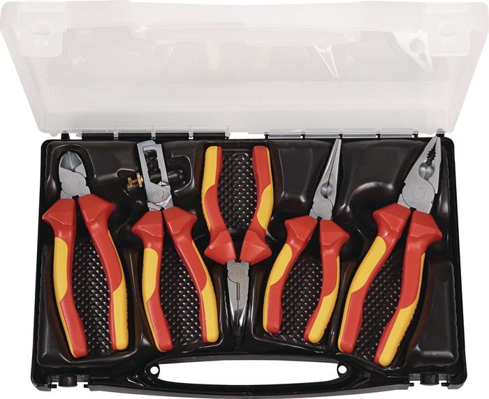 TECWERK  Zangen-Satz  Inhalt 5 teilig VDE verchromt im Kunststoffkoffer