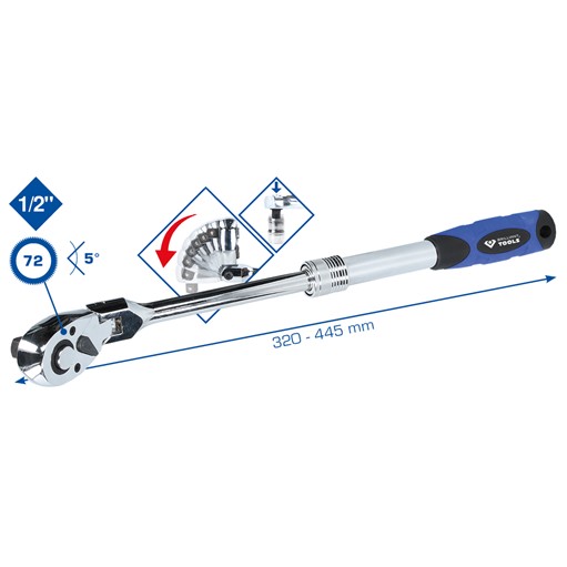 Brilliant Tools  BT022993 1/2'' Teleskop-Umschaltknarre mit flexibelem Kopf