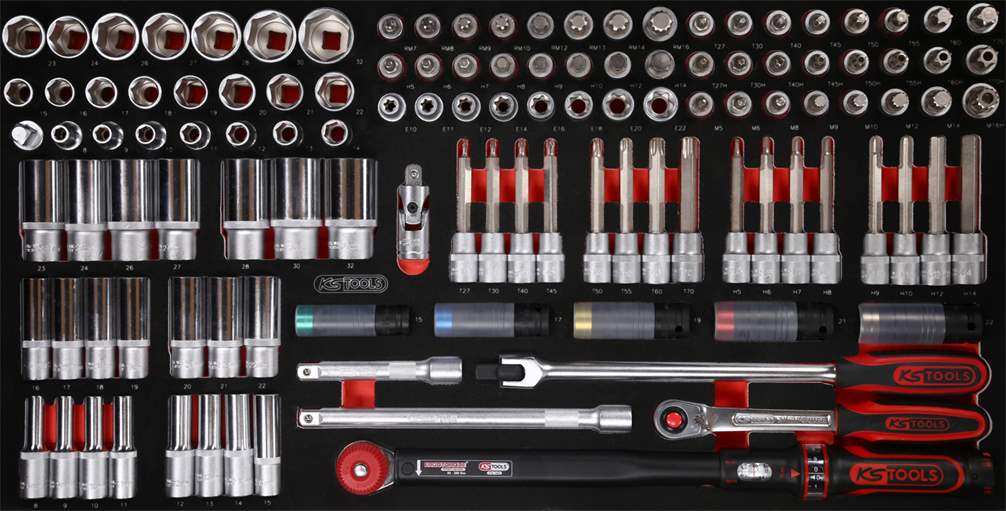 KS-Tools 813.0120 1/2'' Steckschlüssel-Satz in Schaumstoffeinlage, 120-tlg