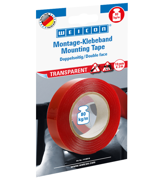 Weicon 14100319  Montage-Klebeband transparent - Feuchtebeständig | UV-beständig | haftstark
WEICON Montage-Klebeband Transparent ist ein doppelseitiges, hochtransparentes Klebeband aus reinem Acrylatklebstoff. Das Klebeband eignet sich besonders für opti